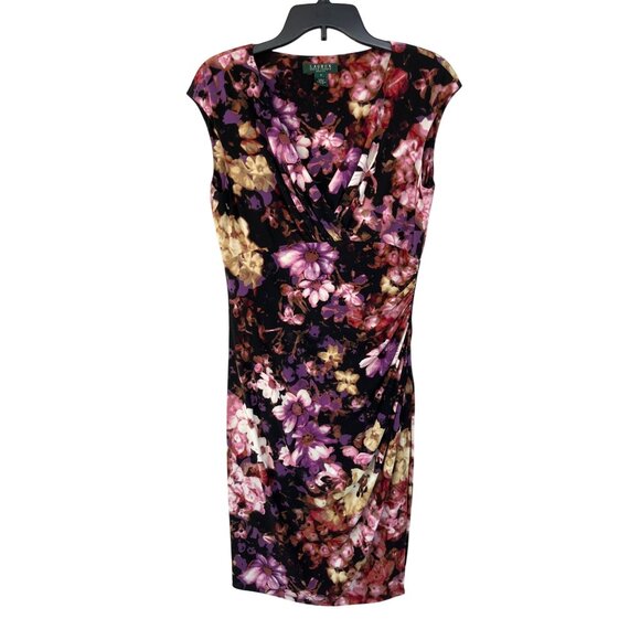 Lauren Ralph Lauren Dresses & Skirts - Lauren Ralph Lauren Floral Sheath Dress Womens 8 Ruched Midi Used